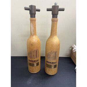 vintage wooden WINE BOTTLE PEPPER MILL salt and pepper grinder set